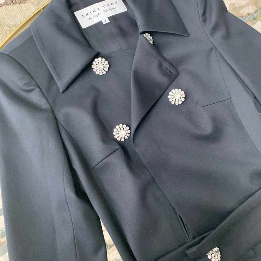 Trina Turk Rhinestone Button Cropped Jacket - Picture 8 of 10